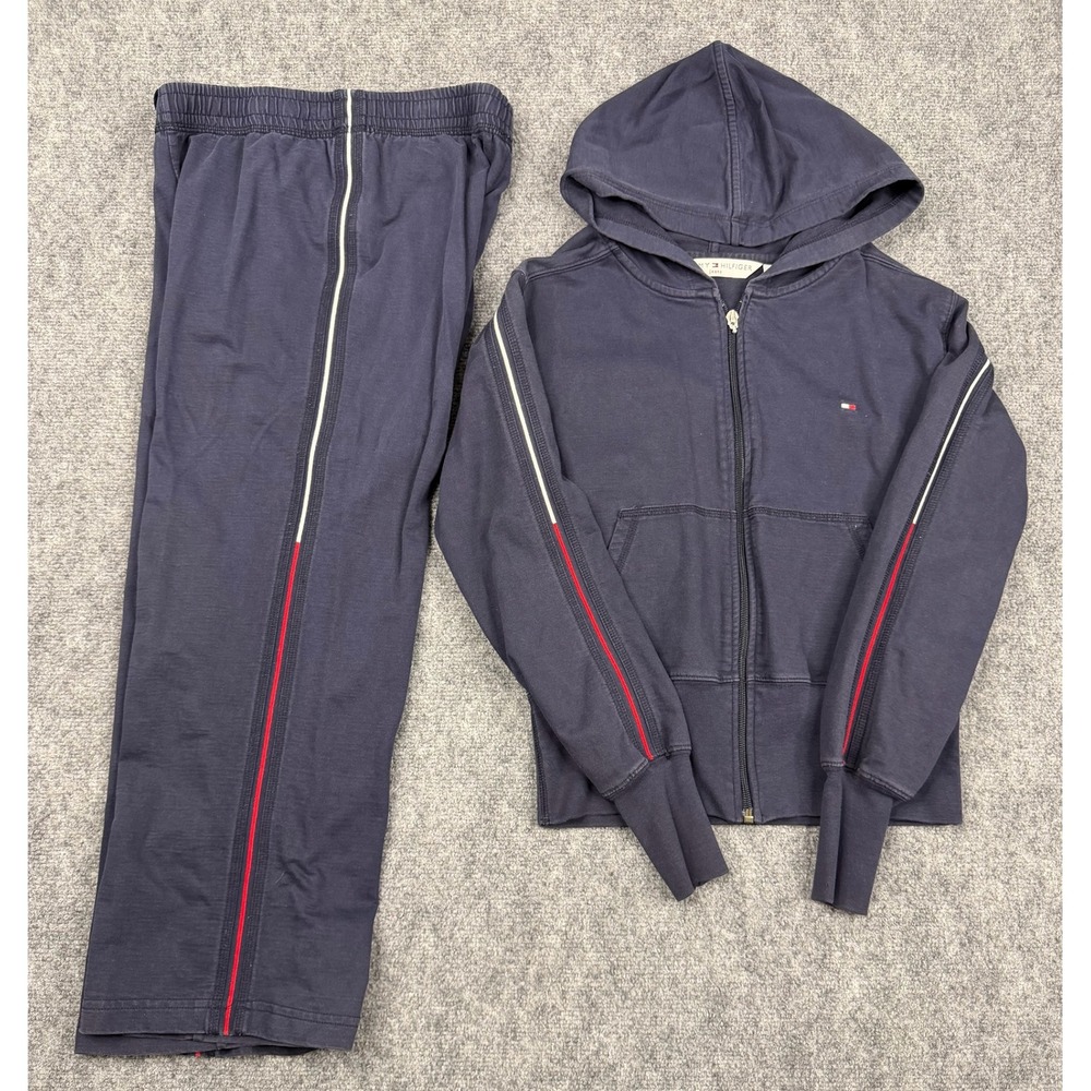 Tommy Hilfiger Jeans Navy Blue Tracksuit Set Zip Hoodie & Sweatpants Womens S